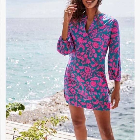 Boden Roberta Kaftan in Ivory Plumeria Dress Tunic Beach Cover Up Size 8 NWT - Picture 5 of 12